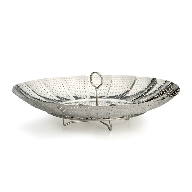 RSVP International Stainless Steel (18/10) Steamer Basket, 2.7" H x 9" L x 9" D