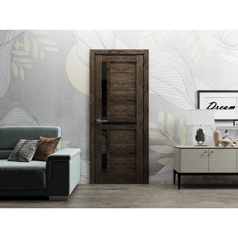Porte en verre d'acacia français foncé Veregio, 30 po x 96 po