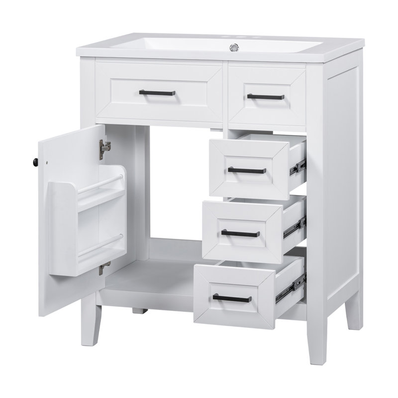 Meuble-lavabo 30 po avec lavabo, Blanc, Noir