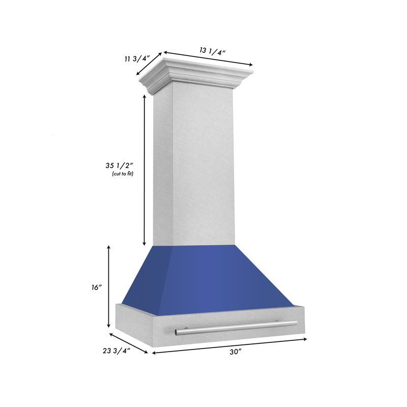 ZLINE 30" Fingerprint Resistant Stainless Steel Range Hood, Matte Blue