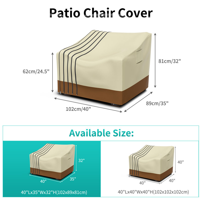 Housse pour chaise d'extérieur réglable Taille, H 32 po x l 40 po x P 35 po