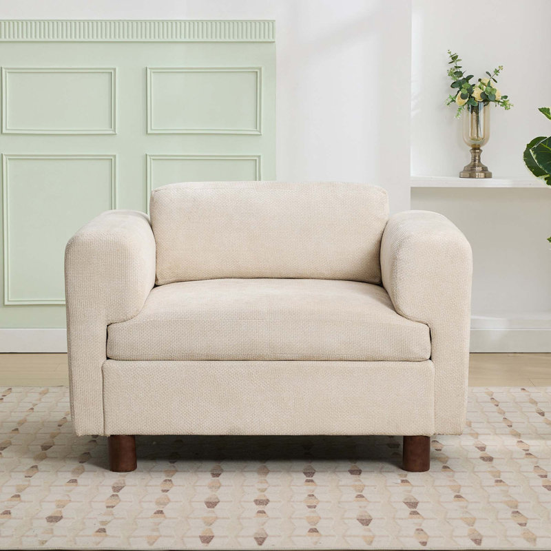 Fauteuil d'appoint moderne surdimensionné et confortable, Beige