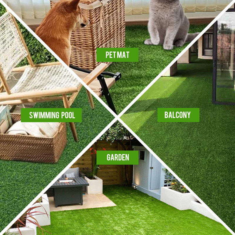 Tapis de gazon artificiel pour animaux de grande taille 3,28 x 16,4 pi avec pelouse de terrasse avec drainage