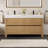 Abbie 60" Double Bathroom Vanity in Weathered Fir with White Artificial Stone Integrated Sink without Mirror