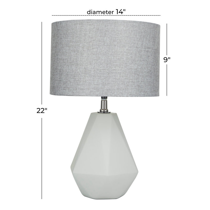 Vazquez Cement Stone Geometric Gray Table Lamp with Drum Shade