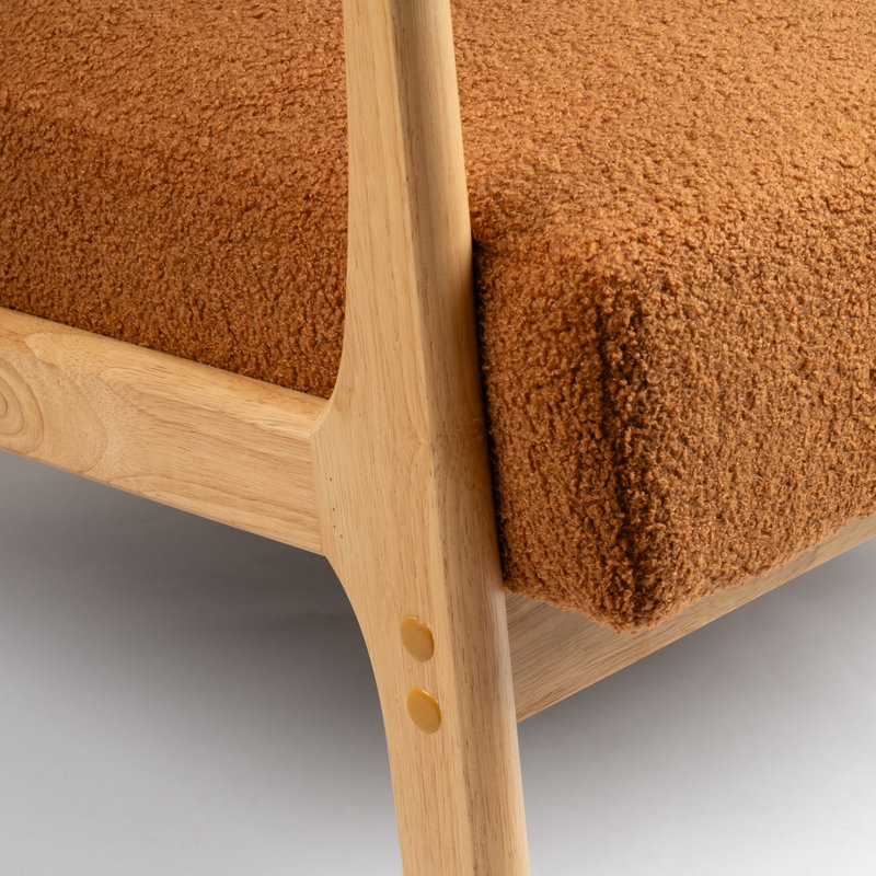 Boucle Accent Chair (Curved Arms), Caramel