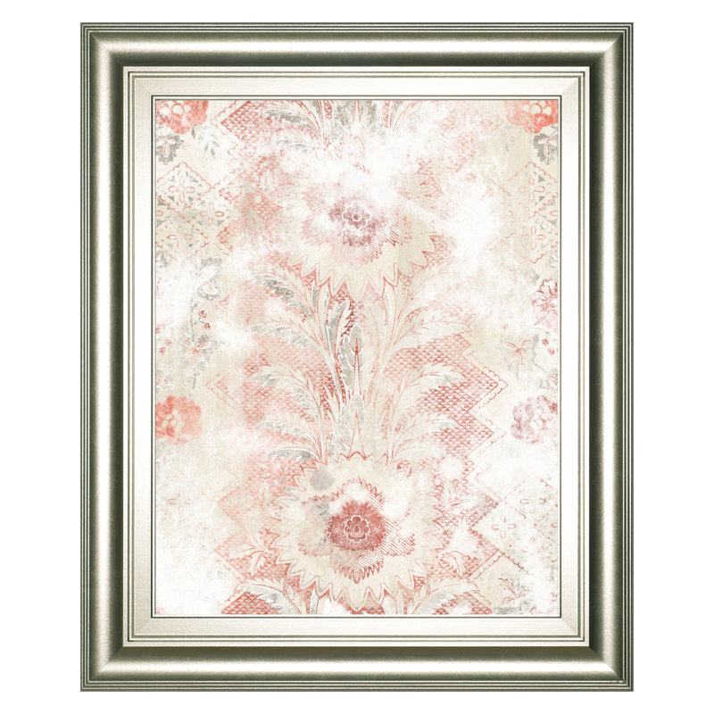 Vintage Floral Elegance Wall Art - 22" x 26" - Silver Frame