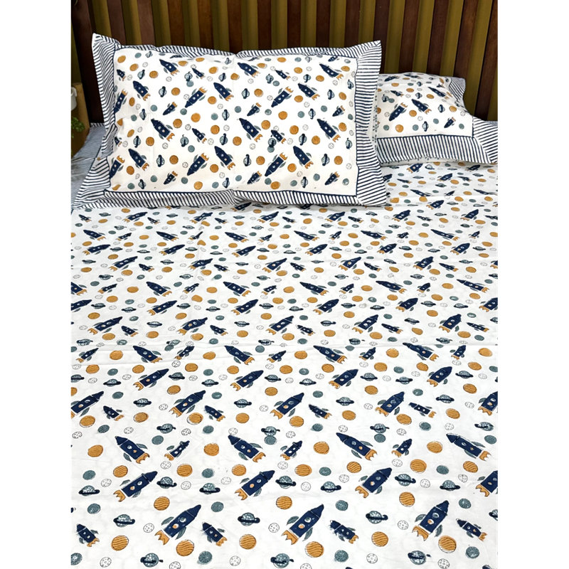Ensemble de draps en coton Blue Space