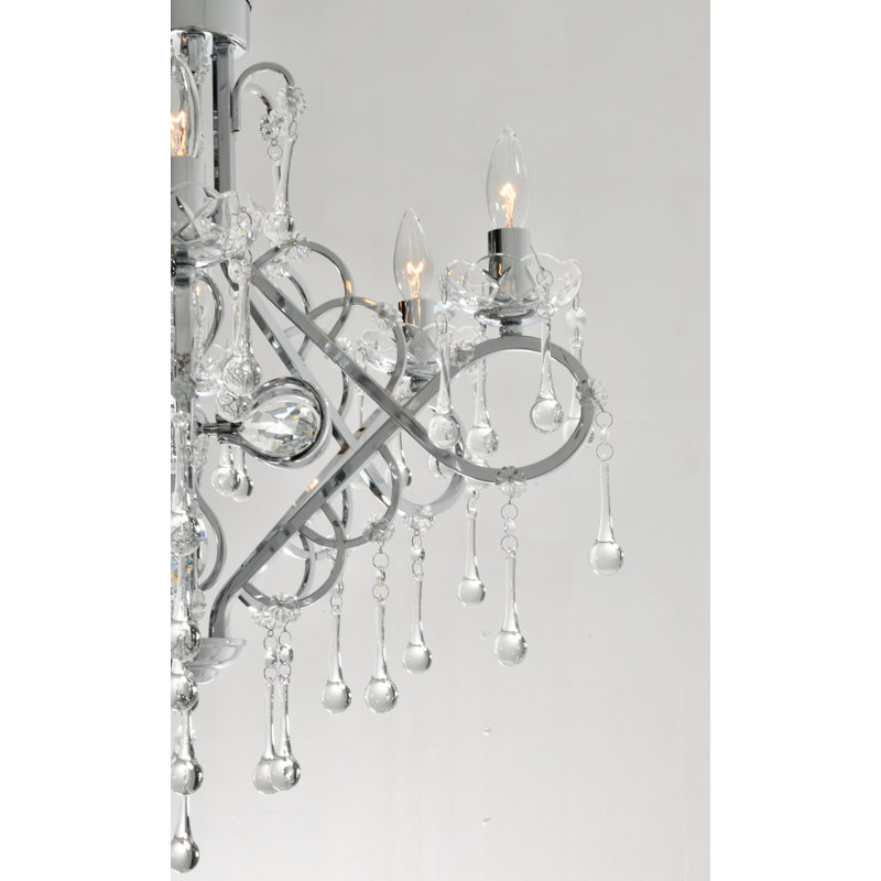 Lustre classique à 6 lumières de style bougie Groover, Argent argent, H 22 po x l 22,5 po x P 22 po