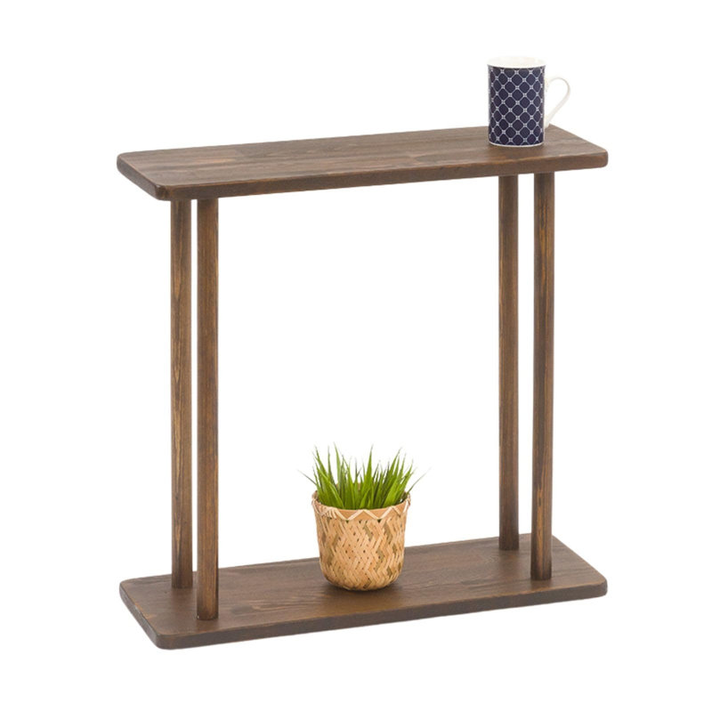 Rectangular Solid Wood Narrow Side Table, Dark Walnut