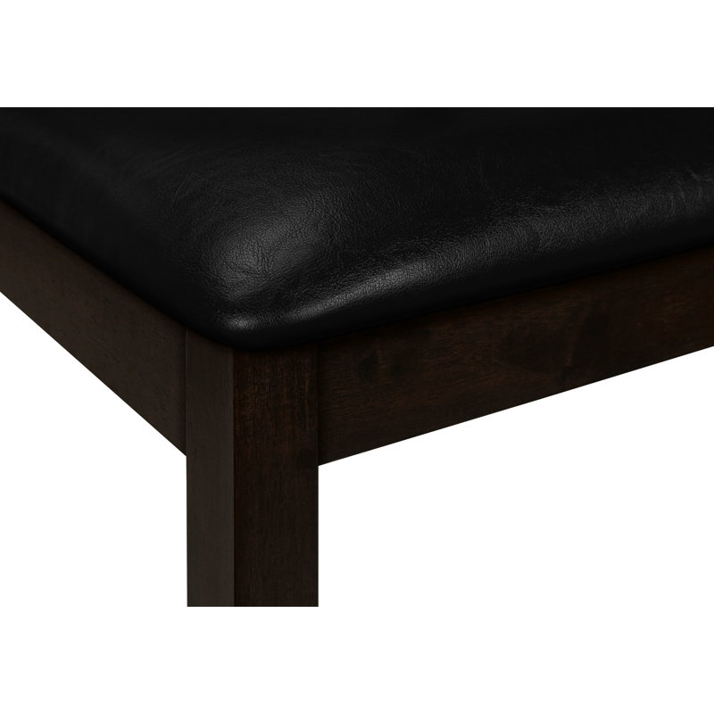 Black Upholstered 48" Bench With Firm Brown Solid Wood Structure - For Dining, Hallway, Entryway Areas Rectangular Cushion And Frame Home Decoration