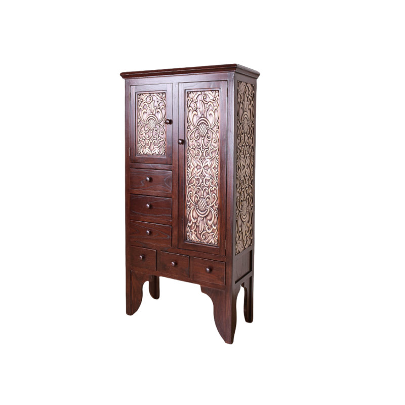 Armoire décorative en bois massif brun