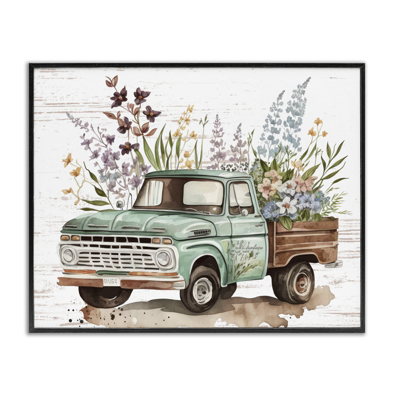 Art floral de giclée encadrée par camion Herb Floral, Giclée encadrée noir minuit, H 24 po x l 30 po