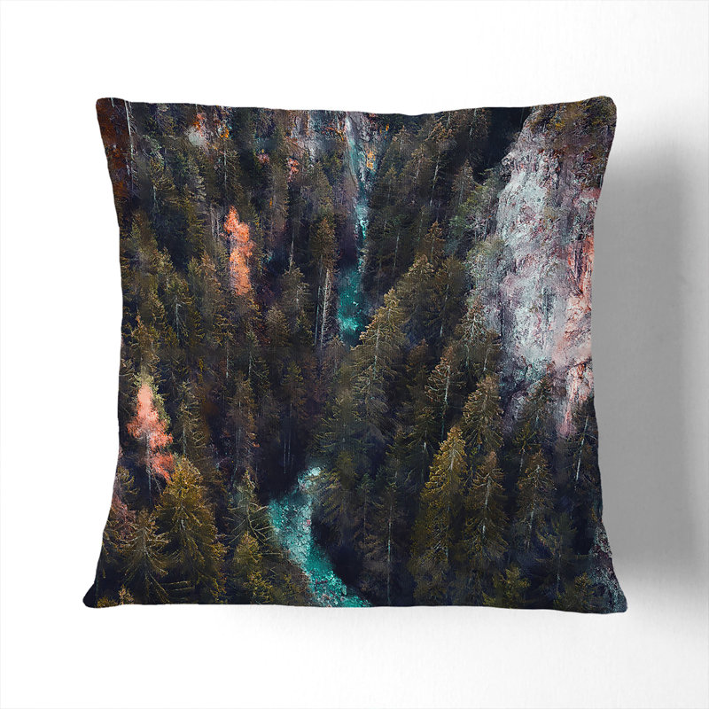 River And Forest Square Throw Cushion, 55cm H x 55cm W x 20cm D
