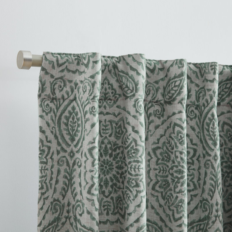 Rilley Medallion Print Polyester Blackout Curtain Panel, 52" W x 95" L, Sage