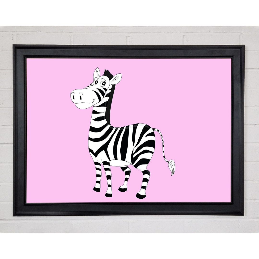 Stehendes Zebra Rosa Gerahmter Druck