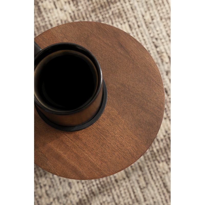 Table basse ronde en bois de manguier, élégante et moderne, idéale pour le salon