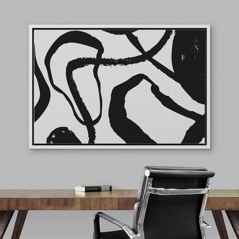 BAW " Irregular Circles And Lines Interlace ", White Framed, 24" H x 36" W x 1.5" D