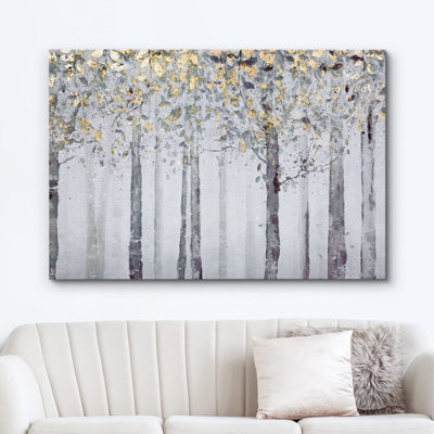 Abstrait, forêt, feuille d'or, pastel, hiver, ferme, arbre, nature, désert, illustrations, art rustique