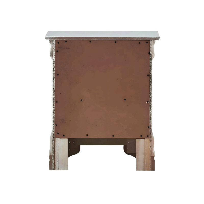 Élégante table de chevet champagne argentée, Gris