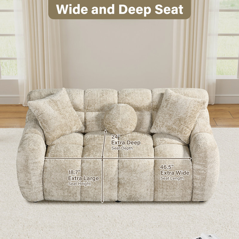 Ottwell 64.7'' Upholstered Loveseat, Light Brown