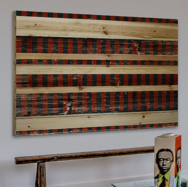 « deep red rayures », reproduction sur bois, 30 po x 45 po