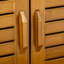 Banc à chaussures avec armoires de rangement, banc d'entrée en bambou avec coussin de siège, 3 portes et compartiment caché pour le couloir, brun
