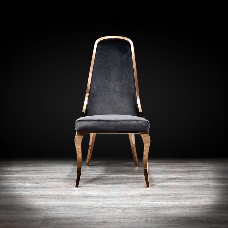Chaise d'appoint en velours Oreana, Noir, Or rose
