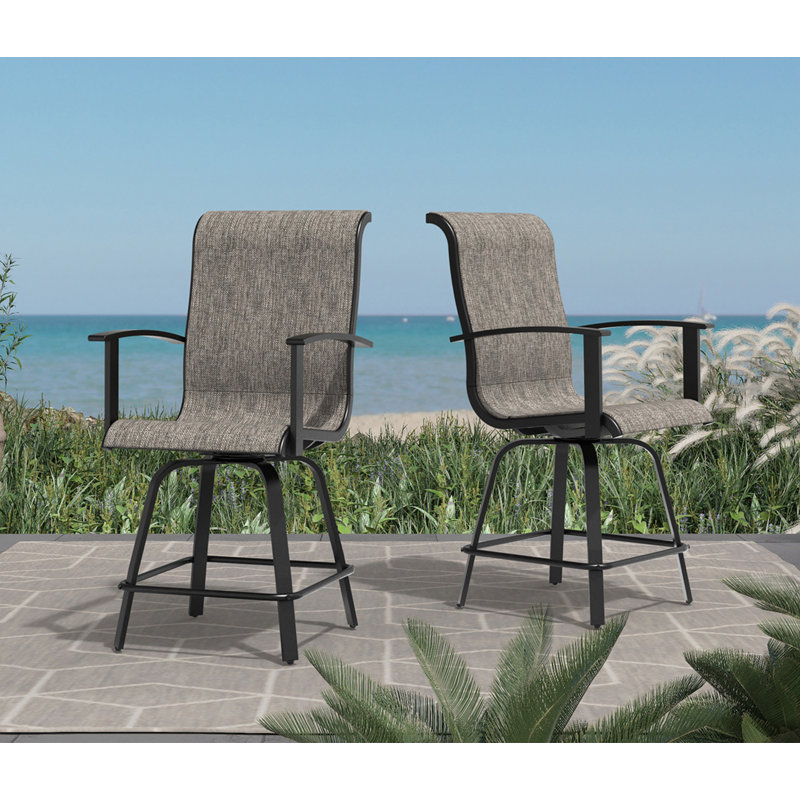 PVC-Coated Polyester 24 Swiveling Patio Bar Stool, Coffee