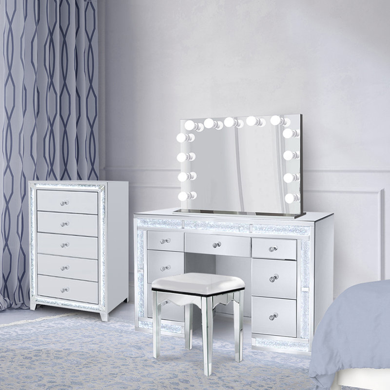 Ensemble de meuble-lavabo avec tabouret et miroir diamond Northup