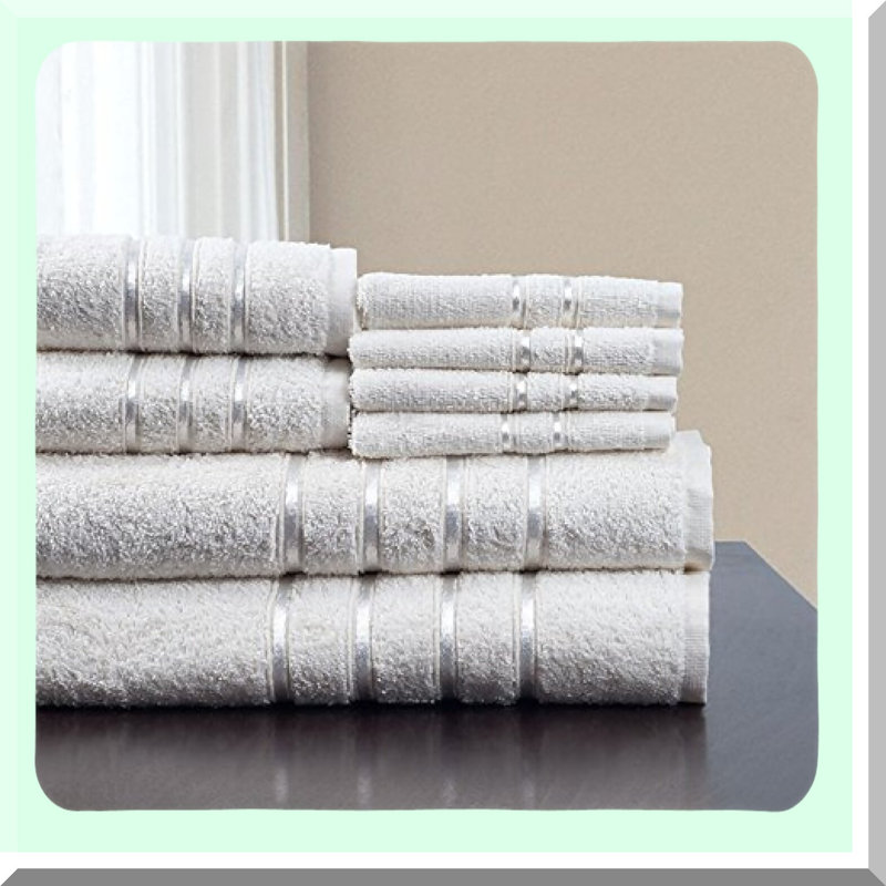 LuxSoft 8-Piece Pure Cotton Plush Bath Towel Set - White