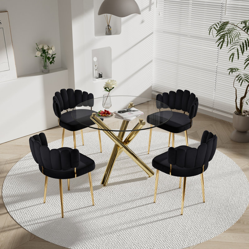 Ensemble de salle à manger 5 pièces, H 29,5 po x L 39,37 po x l 39,37 po, Noir