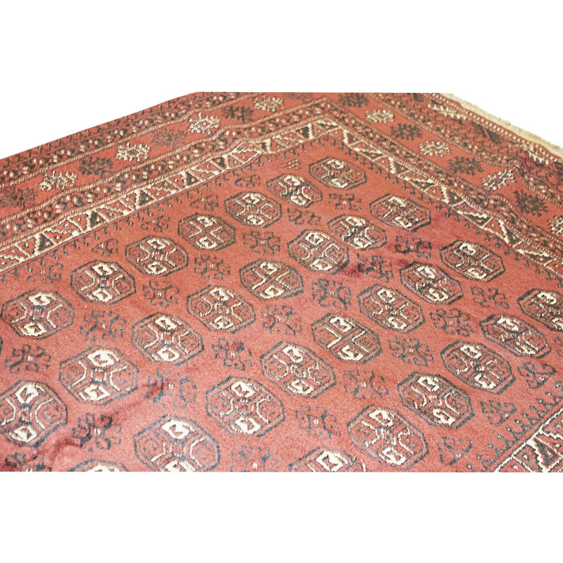 Hand Knotted Wool Area Rug in Red