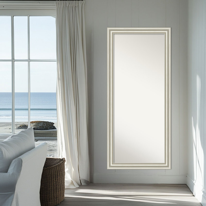 Miroir de plancher pleine grandeur sans miroir biseauté Sophia, Argent argent