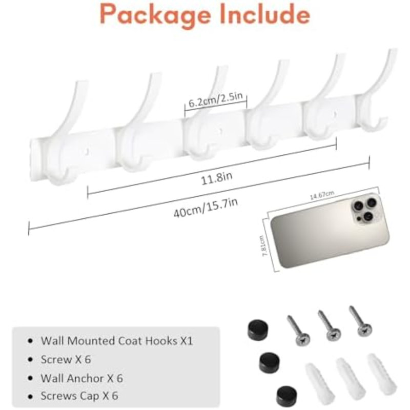 Aluminium Wall Hook, White