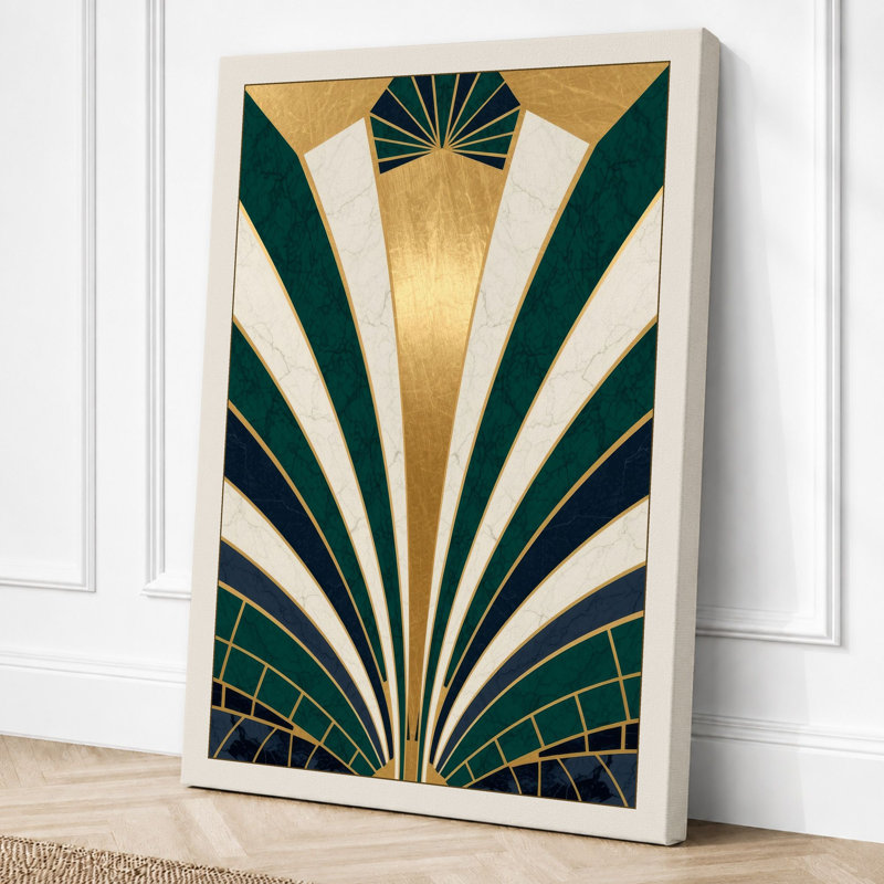 Deco Symmetry Art Deco - Wrapped Canvas, 24x16 - 61.0 x 40.6 cm, Cream Border