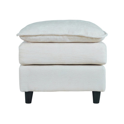 Chenille Footstool Ottoman, Upholstered Footrest Stool for Living Room, Bedroom, Sectional Sofa, or Office