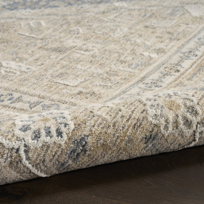 Tapis ivoire et bleu Hemington, Rectangle 5 pi 3 po x 7 pi 6 po