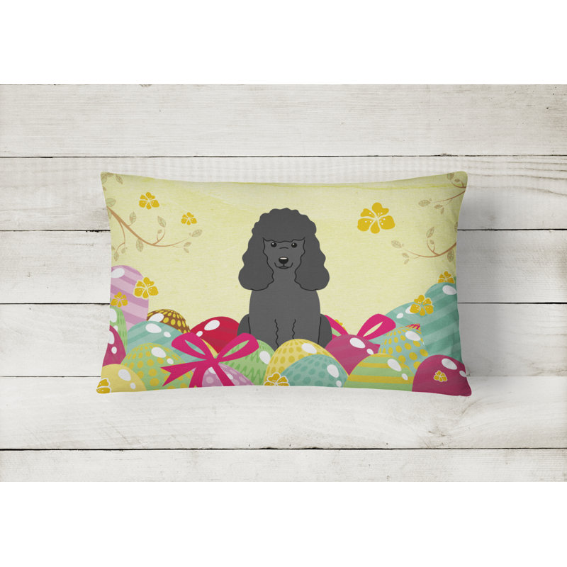 Easter Eggs Outdoor Throw Pillow, Black