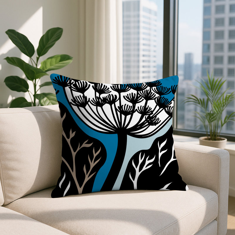 Oreiller carré réversible intérieur / extérieur Alimi, Carré 15 po, Turquoise
