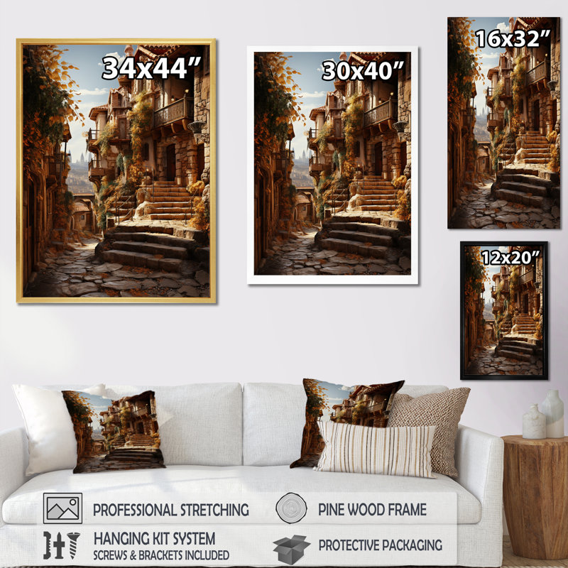 Spain Medieval Streets Of Toledoin III - Cityscapes Canvas Prints, H 40 po x l 30 po x P 1,5 po, Encadrement doré