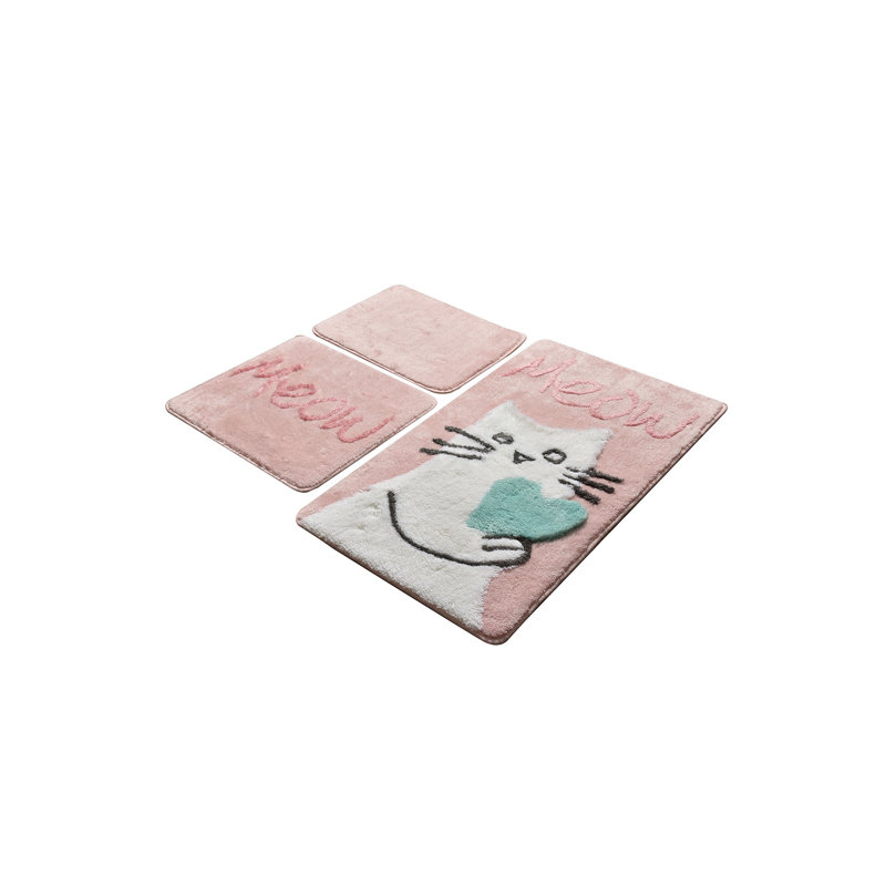 Ensemble de tapis de bain en acrylique (3 pièces) | Antibactérien, antidérapant | 100% acrylique, hauteur des poils: 1,0 po | Dimensions: 15,7 x 23,6 po, 19,7 x 23,6 po, 23,6 x 39,4 po | Lavable à la machine, durable et élégant pour le confort de la salle de bain