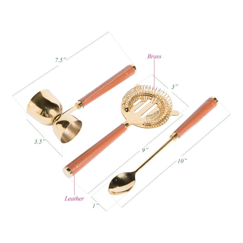 Gold Stainless Steel Bar Tool Set