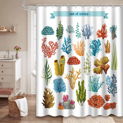 Blue Waterproof Shower Curtain,Shower Curtains for Bathroom with 12 Hooks