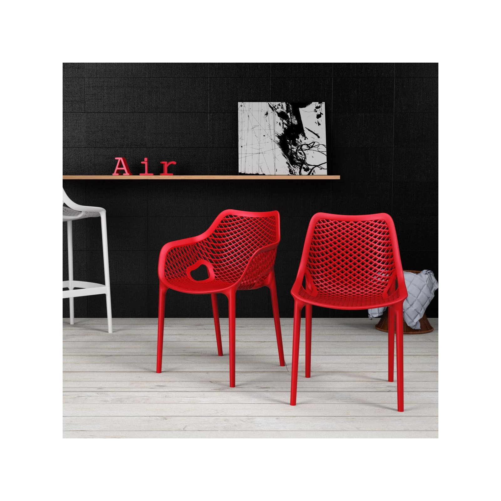 Farrah Premium All-Weather Outdoor Stacking Dining Side Chair, Red