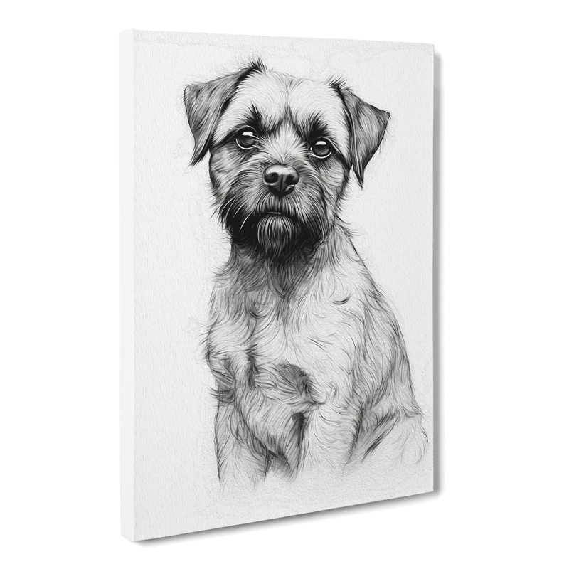 Border Terrier Line - Wrapped Canvas, 60cm H x 40cm W x 3cm D