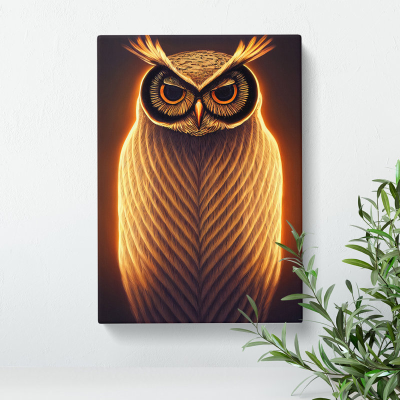 Glowing Owl - Wrapped Canvas Print, 76cm H x 50cm W x 3cm D