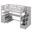 Lit mezzanine simple avec bureau, tablettes et escalier de rangement robuste gris-126433556-126433557