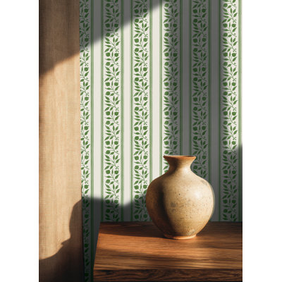 Rosehip Stripe Flax Peel and Stick Wallpaper