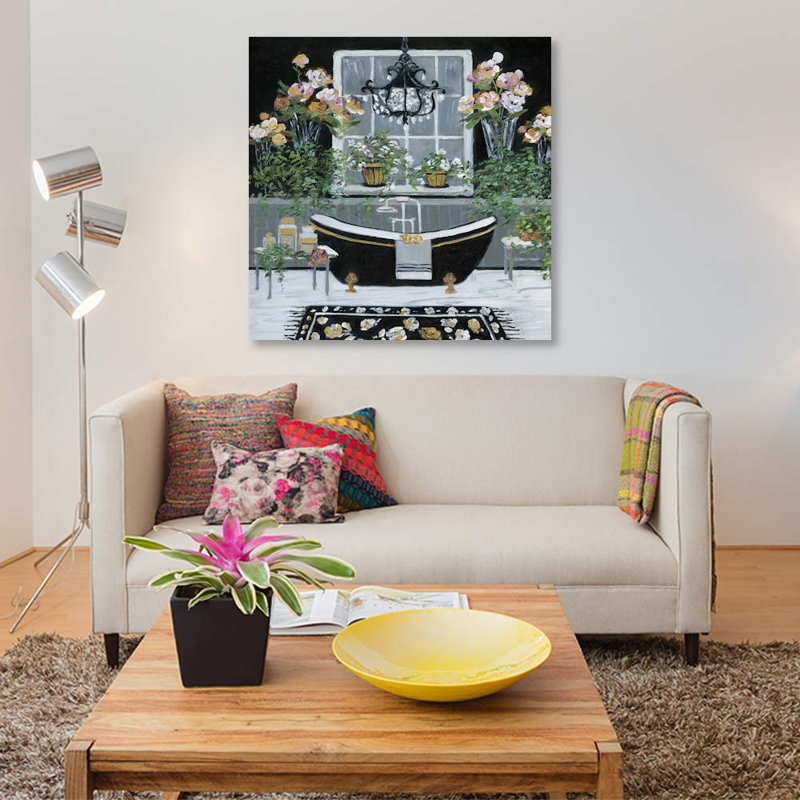 «Femme Noir Bath I», reproduction sur toile, H 26 po x l 26 po x P 1,5 po, Pas de tapis, Toile tendue